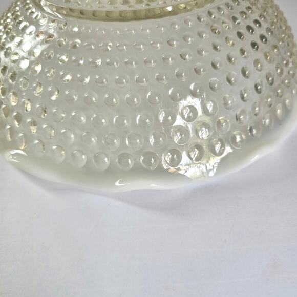 Vintage Anchor Hocking Moonstone Bowl Hobnail Opalescent Ruffled Edge 1940s - Picture 5 of 9